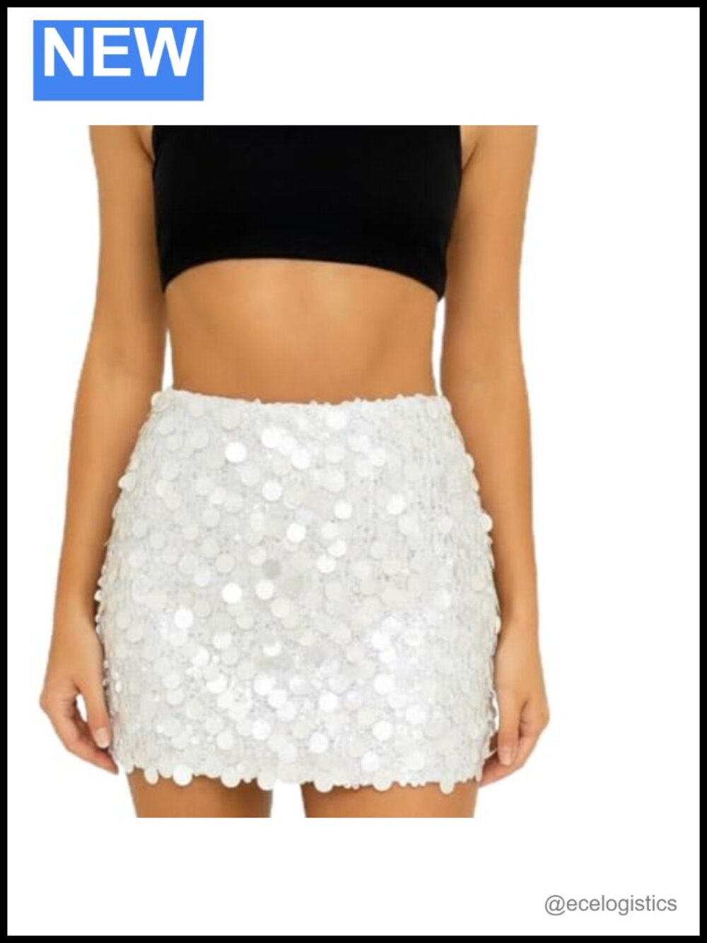 Sequin Mini Skirt Sparkly Glitter Party Skirt for Women High Rise Zipper